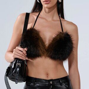 BABY ITS COLD OUTSIDE FUR BRALETTE - L/XL